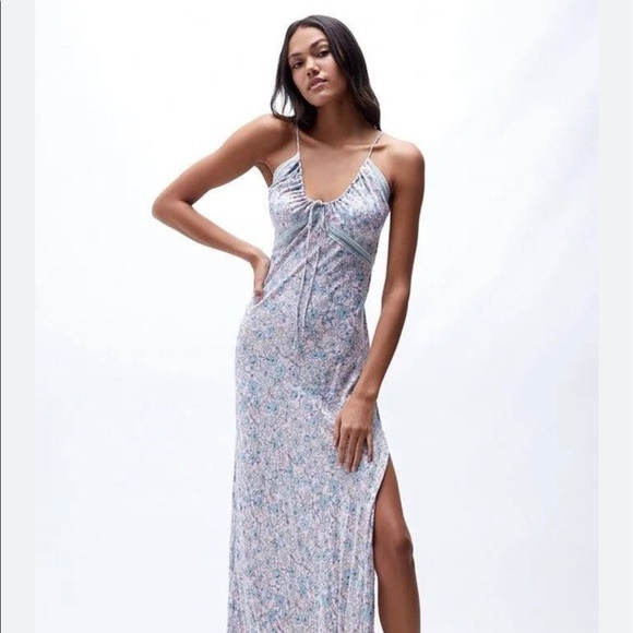 Free People Dresses & Skirts - Free People Intimately All I Ever Wanted Maxi‎ Floral Pink Blue Slit Dress large